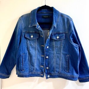 Tahari Dark Blue with fade effect Denim Jacket Size PL NWT